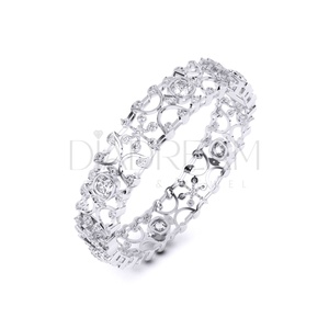 Dernier design Bracelet rond en argent sterling 925 avec coussin Moissanite et diamant Bracelet de mariage de style classique Cadeau de fête - Product Image 5