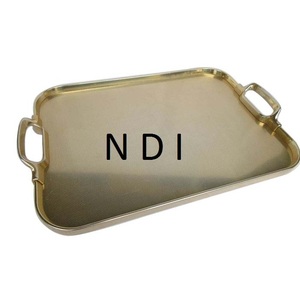 ถาดเสิร์ฟสแตนเลสขนาดใหญ่เคลือบทอง สำหรับใช้ภายในและภายนอกอาคาร อุปกรณ์โรงแรมและร้านอาหาร - Product Image 1