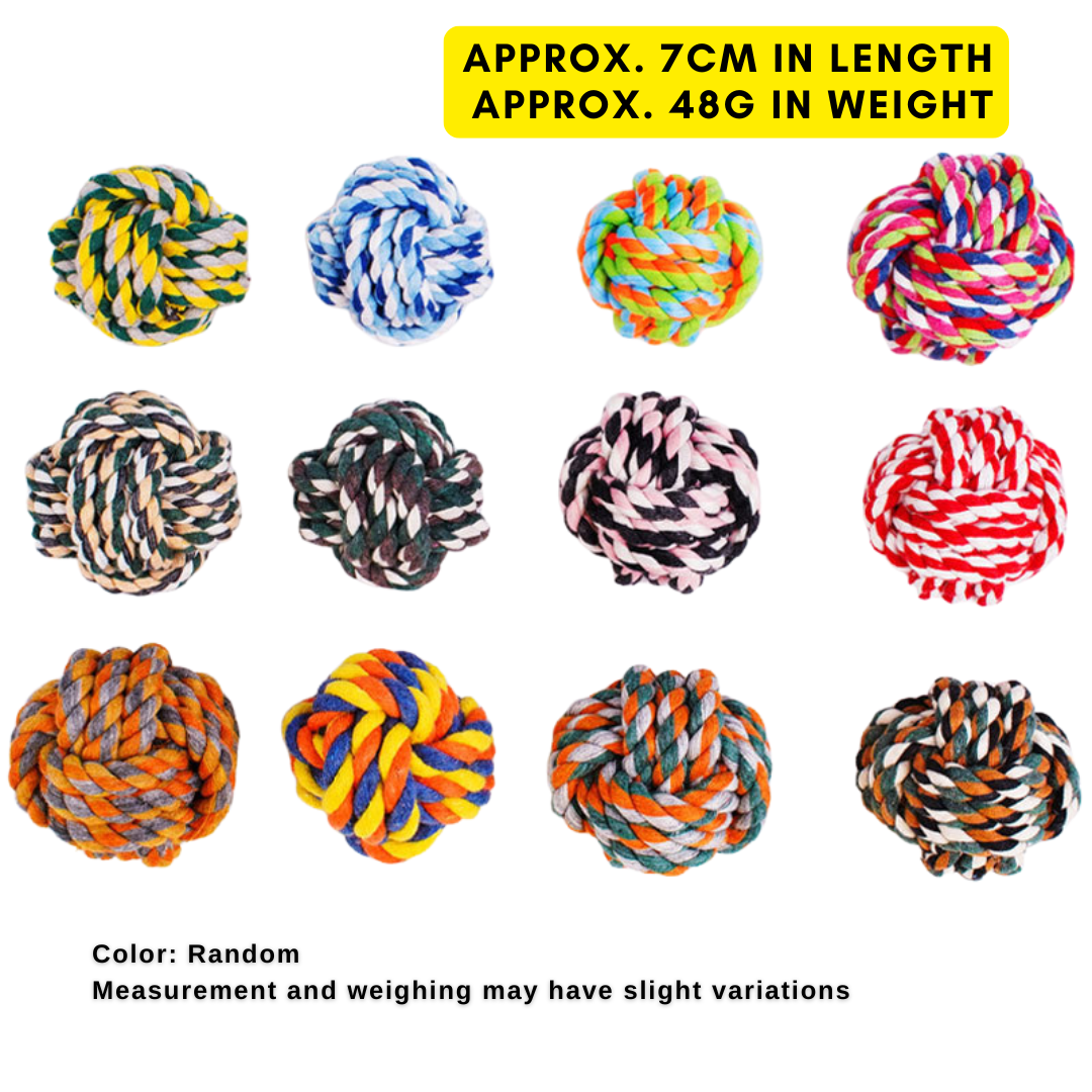 ลูกบอลของเล่นเชือกฝ้ายปม (สีสุ่ม)