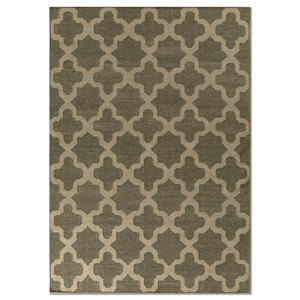 พรมอินดัสบาร์ ADWV-13049 สีเขียว ลายเรียบ ทอจากขนสัตว์และใยวิสโคส ลายเรขาคณิต รูปทรงสี่เหลี่ยมผืนผ้า สำหรับห้องนั่งเล่น ห้องนอน และทางเดินในบ้าน - Product Image 1