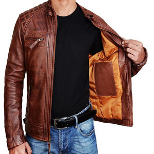 เสื้อนอกสำหรับนักขี่จักรยานหนังเข้ารูป, เสื้อแจ็กเก็ตสไตล์ไฮสตรีทสำหรับฤดูหนาวมีกระเป๋าซิปและปกคอตกแต่งใหม่สำหรับผู้ชาย - Product Image 2