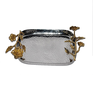 Plateau de service en métal Leaf Design Plateau fait main d'excellente qualité Vente à chaud Designer Nouveau plateau de service en métal en gros - Product Image 1