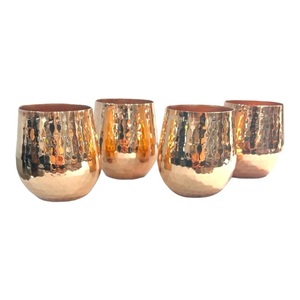 Indian Craft Copper <b>Glass</b> Drinkware Set with Handle Reasonable Price <b>Jug</b> for Water Storage Exporter Set of Four Pieces - Product Image 4