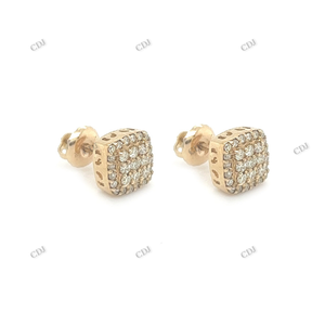 Nouvelle tendance bijoux boucle d'oreille coussin coupe Halo VVS Moissanite vis dos boucle d'oreille femmes mode jaune plaqué or diamant goujons - Product Image 3