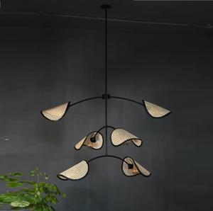 Lámpara colgante E27 de diseño de bambú de madera simple para el hogar, restaurante, cocina - Product Image 4