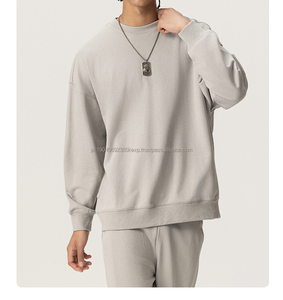 French Terry Wholesale Custom Crewneck Sweatshirts 400gsm Cotton Polyester <b>Blend</b> Oversize Men's Hoodies - Product Image 4