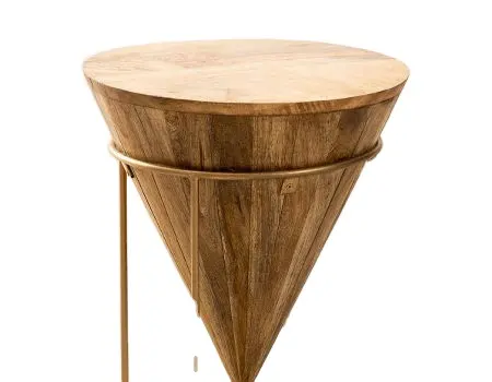 Nouveautés en bois d'ingénierie Table basse en bois de noyer Table d'extérieur et d'intérieur Chambre Table basse ronde à cadre métallique Prix le plus bas