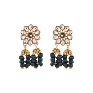 Indian Bollywood Choker Kundan Crystal Floral Faux <b>Pearl</b> Tassel <b>Necklace</b> Earrings Maang Tikka Head Chain Jewelry Set - Product Image 4