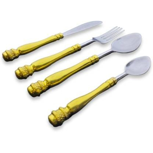 Vente en gros de couverts fabriqués en Inde tendance Couverts en acier inoxydable plaqué or avec poignée martelée - Product Image 6