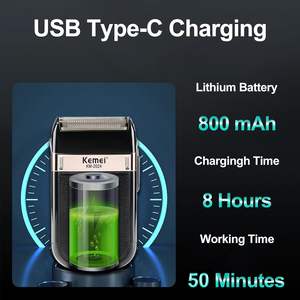 Afeitadora Eléctrica Recargable USB de Doble Cuchilla, Impermeable, Inalámbrica, para el Cuidado Facial, IPX7, Lavable, para Hombres - Product Image 6