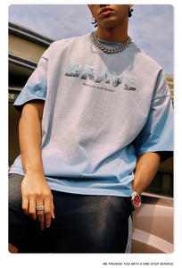 เสื้อยืดลายลิงพิมพ์ไล่เฉดสีสไตล์สตรีทแวร์สำหรับฤดูร้อน - เสื้อยืดแขนสั้นทรงโอเวอร์ไซส์สำหรับทุกเพศ - Product Image 5