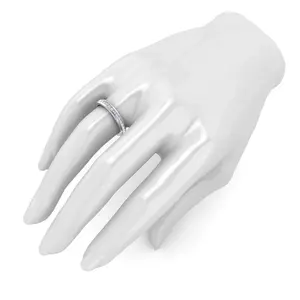 Tishya Diamond 925 Sterling Silver Vintage elegante redondo brillante corte Moissanite canal conjunto anillo de compromiso para mujeres - Product Image 2