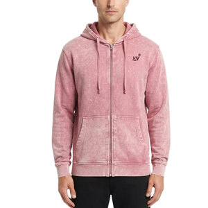 Sudadera con capucha informal para hombre, diseño de invierno con cremallera y lavado ácido, hombros caídos, manga larga, cómoda y suave para el día a día - Product Image 1
