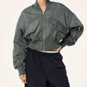 Vêtements de fête élégants à fermeture éclair pour femmes, veste coupe-vent, col élastique, veste de voyage respirante et lourde avec logo personnalisé - Product Image 3