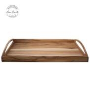 Plateaux de rangement en bois ronds avec poignée en métal, design minimaliste, plateau d'organisation pour table, lot de 2