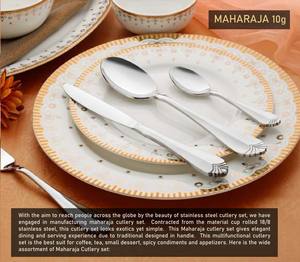 Premium 18/8 Stainless Steel Cutlery Set Solitaire Maharaja 10g Modern Curved Handle Spoon Fork <b>Knife</b> <b>Steak</b> Fish - Product Image 2