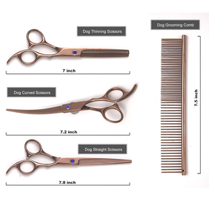 Kit de ciseaux de toilettage pour chiens Caniches et griffonnages Ciseaux droits incurvés et amincissants Kit de toilettage Golden Doodle - Product Image 2