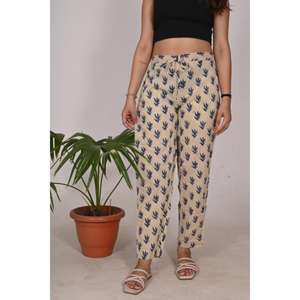 Block Print Cotton Pajama for <b>Women</b> Elastic Waist Sleepwear <b>Trousers</b> <b>Lightweight</b> Breathable Nightwear Pajamas - Product Image 5