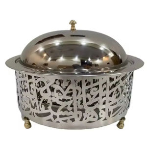 Premium Handmade Steel Chafing Dish in White Silver with Lid and Tealight Holder Designed for Wedding Food Warmers - Product Image 4