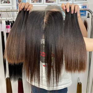 ผมเด็กบาง100% ทอพร้อมปิดลูกไม้ # ผมตรงปลายสีน้ำตาลออมเบร - Product Image 4