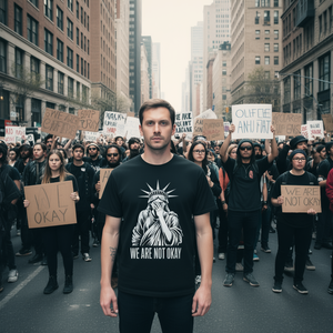 T-shirt promozionale con messaggio audace: Non siamo bene - T-shirt per manifestazioni - Product Image 3