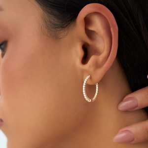 14Kt 0.99 Ctw boucles d'oreilles créoles en diamant à l'envers 14 carats en or massif bijoux fins nouveau design à l'envers GH couleur boucles d'oreilles créoles en diamant - Product Image 4