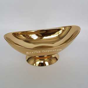 Exquisite gold plated Arabic style luxury chocolate bowl <b>boat</b> shape for <b>gifting</b> luxury dessert pistachio knafeh customize design - Product Image 4
