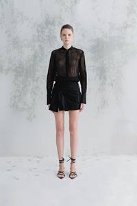 Jupe asymétrique Rory pour femmes personnalisable en cuir végétalien avec étiquettes nœud papillon tissu Denim Style coréen pour l'été - Product Image 6