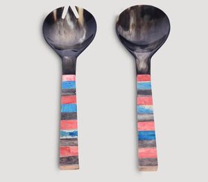 New Real Serving Horn Spoon Fork <b>Salad</b> <b>Server</b> Top Quality Modern Use for <b>Salad</b> Serving Spoon & Eating Spoon Fork Dinnerware - Product Image 4