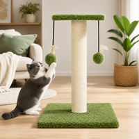 Tiang Garukan Kucing Ramah Lingkungan, Tahan Lama, dari Tali Sisal Alami, Mainan Gantung untuk Kucing Indoor, Desain Ringkas, Kemasan Kardus
