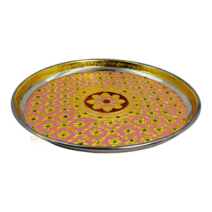 Meenakari Stainless Steel Silver-Plated Pooja Thali Tableware Welding Modern Design for Home Wedding Decoration Gifting - Product Image 3