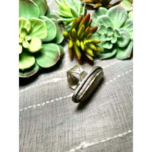 Matilda Benally # Anillo de Plata de Ley 925 con Baño de Rodio y 8 Turquesas, Talla 10, Engaste de Bisel, Corte Ovalado Geométrico para Uso Diario - Product Image 4