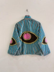 Veste courte en velours brodée Suzani, nouveau style bohème unisexe - Product Image 6
