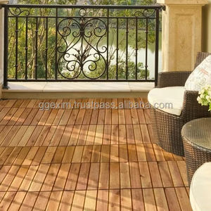 Dalles de terrasse en bois d'acacia pour l'extérieur, emboîtables, imperméables - Product Image 1