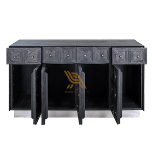 Minimalist Design Side Cabinet with Teak <b>Wood</b> Frame for Home and Living Room Furniture Mahogany - Product Image 5