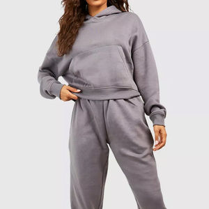 Custom High Quality <b>Women</b> Casual <b>Fleece</b> Oversized Crop <b>Top</b> Hoodie Pullover Sweatshirt Winter Wear 100% Cotton Eco-Friendly Front - Product Image 3