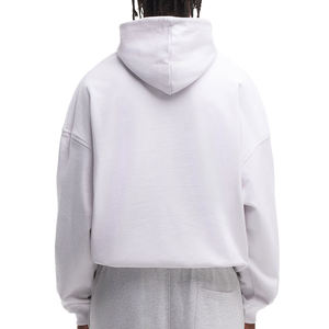 Sweat à capuche personnalisé à épaules tombantes 100% coton pour hommes Streetwear vierge patch de lavage brodé design en détresse pour l'hiver - Product Image 2