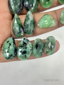 Par de Cabujones de Esmeralda Natural AAA con Corte Rosa, para la Elaboración de Joyería Fina, Lote de Piedras Preciosas Sueltas al por Mayor - Product Image 6