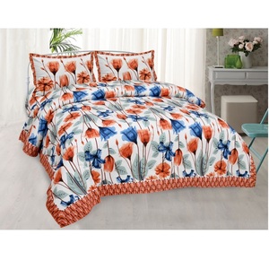 New Fashion Flower Printed 100% Organic Cotton Low Price GOTS Certificate Best Selling Super <b>King</b> Bedding Duvet <b>Pillow</b> Cover Set - Product Image 1