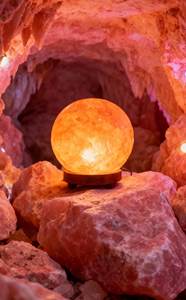 Lampe sphérique en sel rose de l'Himalaya, alimentée par USB, lumière de table en cristal de roche, décoration de table en cristal de roche LED - Product Image 4