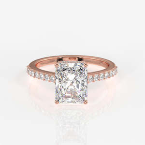 Anillo de Diamante Cultivado en Laboratorio con Corte Radiante y Halo Oculto, Anillos de Diamante Elegantes de Oro de 9k - Product Image 6