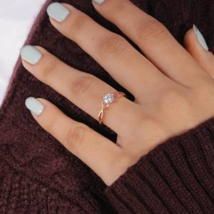 แหวนแต่งงานผู้หญิงบิดเป็นเกลียวแหวนทอง14K สุดหรูผ่านการรับรอง VVS1ห้องปฏิบัติการ - Product Image 2