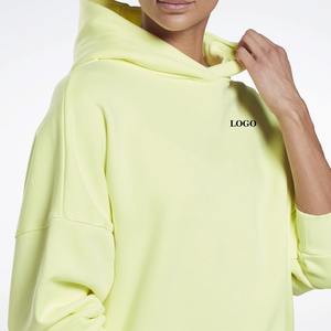 Alta calidad en blanco logotipo personalizado manga larga sobre tamaño gota hombro Sudadera con capucha mujeres algodón Casual sudaderas con capucha para mujeres streetwear - Product Image 2