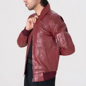 Veste en cuir bomber pour homme - Product Image 2