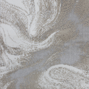 Alfombra de Baño Corey Color Crudo/Beige/Plateado, de Algodón Reciclado con Patrón Abstracto Jacquard, Estilo Moderno, Hecho en Turquía - Product Image 3