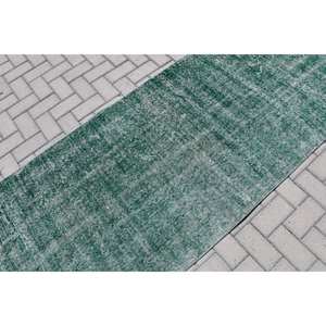 Alfombra de lana turca Vintage de 31x101 pies, área grande clásica, diseño Aubusson, retales verdes para sala de estar, pasillo, látex de felpa - Product Image 5