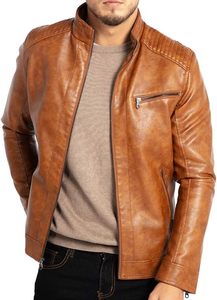 Nouveau 2025 vente en gros hommes 100% cuir Biker noir en cuir vieilli Bomber veste toile imperméable écologique - Product Image 3