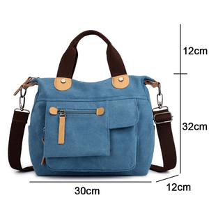 <b>Large</b> Zipper Closure Reusable Heavy-Duty <b>Canvas</b> <b>Tote</b> <b>Bags</b> with Pockets Women's Messenger Shopping <b>Bags</b> - Product Image 4