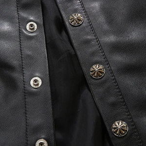 Créez votre propre chemise habillée pour homme en cuir 100% à manches longues et col rabattu, vente en gros pour l'été - Product Image 5