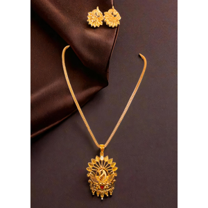 ชุดต่างหูสร้อยคอพร้อม22Ct ชุดต่างหูสร้อยคอชุบทองทันสมัยชุดสำหรับผู้หญิง - Product Image 1